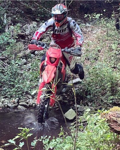 Rider is professionally riding a Beta motorcycle RR300 MY2024