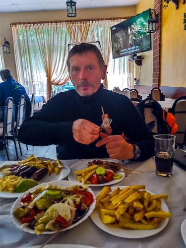 A typical dinner during our rides enduro north star