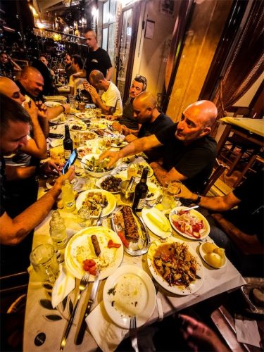 A typical dinner during our rides enduro north star