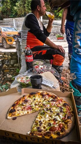 pizza delivery during our rides
