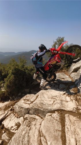 Rider is professionally riding a Beta motorcycle RR300 MY2024