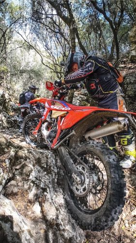 Rider is professionally riding a Beta motorcycle RR300 MY2024