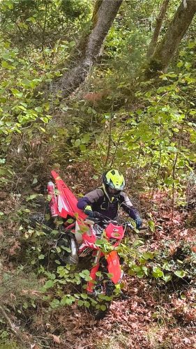 Rider is professionally riding a Beta motorcycle RR300 MY2024