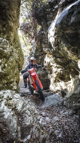 Rider is professionally riding a Beta motorcycle RR300 MY2024