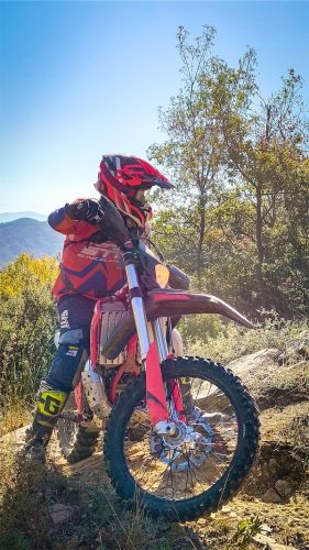 Rider is professionally riding a Beta motorcycle RR300 MY2024