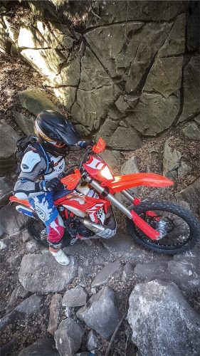 Rider is professionally riding a Beta motorcycle RR300 MY2024