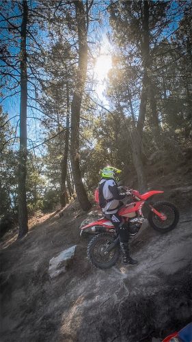 Rider is professionally riding a Beta motorcycle RR300 MY2024